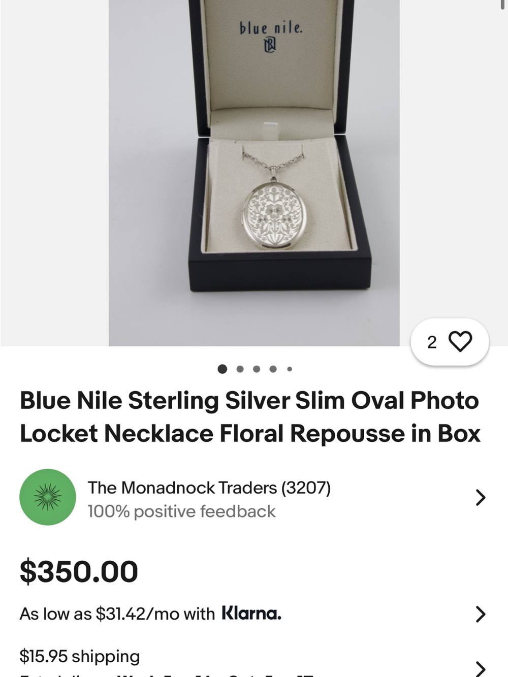Blue Nile Sterling Silver Floral Oval Photo Locket Necklace - Silver